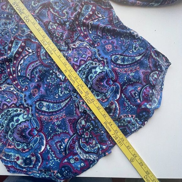 Talbots Blue, Aqua, Teal and Purple Paisley Long Sleeve Blouse - Picture 10 of 11